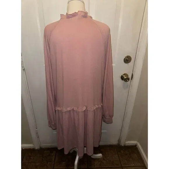 Simple Suzanne Betro Plus Sized Dusty Rose Pink Tiered Ruffle Boho Dress Size 1X - Picture 4 of 4